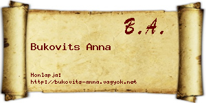Bukovits Anna névjegykártya